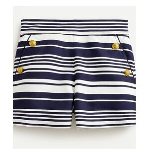 J. Crew High Waist Striped Shorts - Navy and White